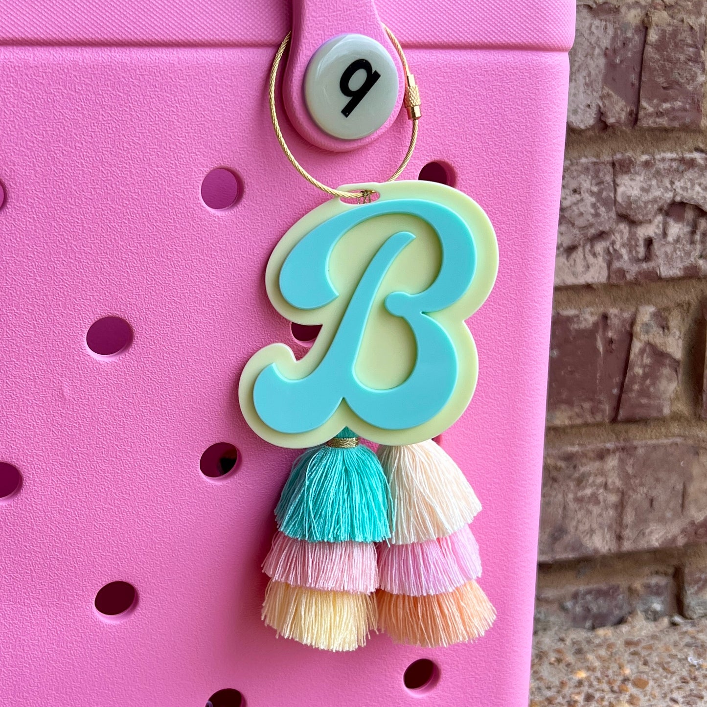 Initial Bag Charm - Solid Colors