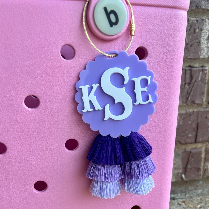 Fish Tail Monogram Bag Charm - Solid Colors
