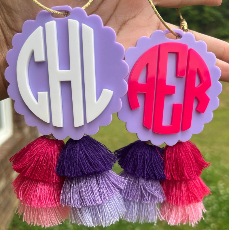 Circle Monogram Bag Charm - Solid Colors