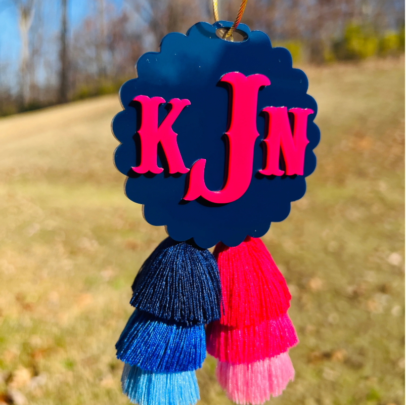 Fish Tail Monogram Bag Charm - Solid Colors
