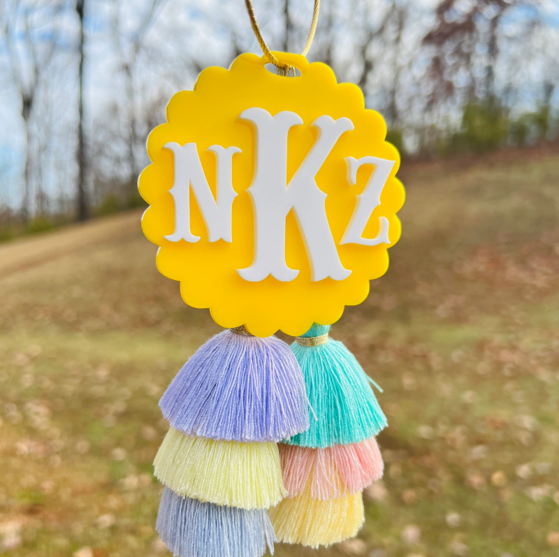 Fish Tail Monogram Bag Charm - Solid Colors