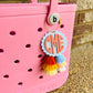 Circle Monogram Bag Charm - Solid Colors