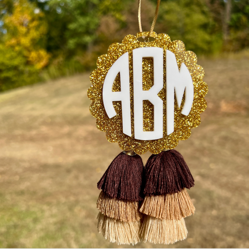 Circle Monogram Bag Charm - Glitter & Confetti